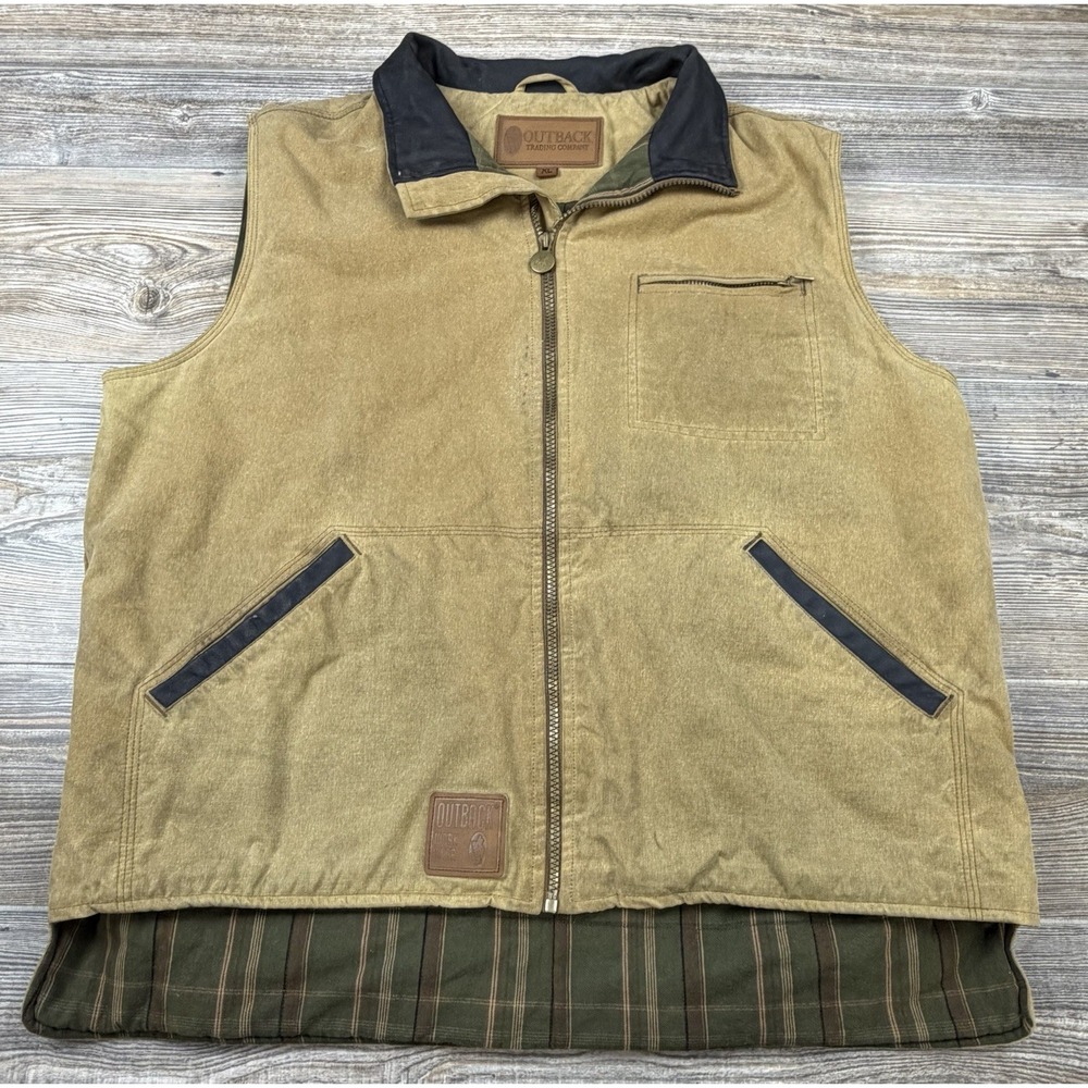 Outback Trading Co. Men's XL Sawbuck Field Vest Tan Oilskin Ranchwear Western